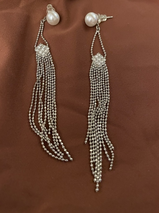 Nordstrom Jewelry - Silver Pearl Top Tassel Drop Earrings